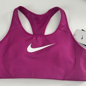 Nike Women's Fuchsia Racerback Sports Bra with White Swoosh